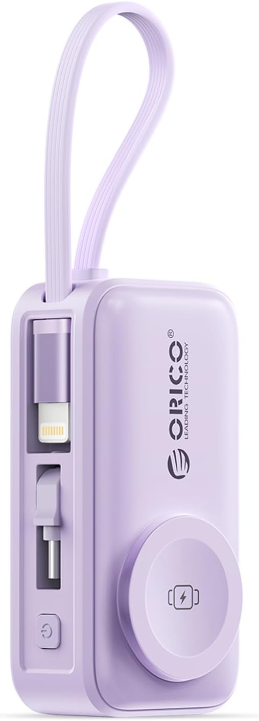 ORICO 5000mAh Portable Charger with Built-in Lightning Cable
