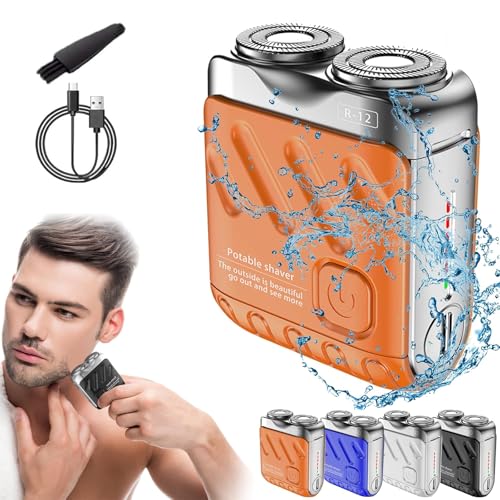 Orange Color Mini Electric Travel Shaver For Men – Waterproof & Portable