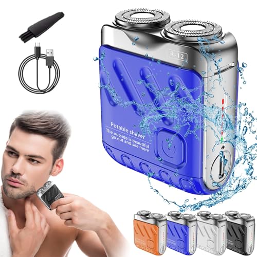 Blue Color Mini Electric Travel Shaver For Men – Waterproof & Portable