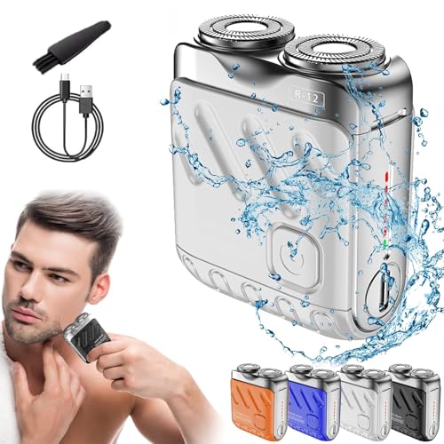 Silver Color Mini Electric Travel Shaver For Men – Waterproof & Portable