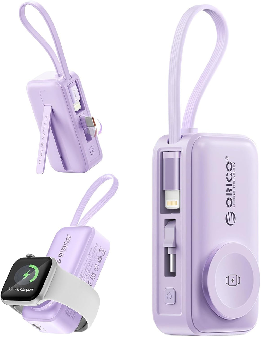 ORICO 5000mAh Portable Charger with Built-in Lightning Cable