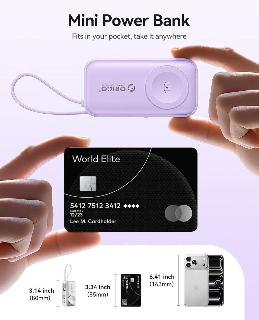 ORICO 5000mAh Portable Charger with Built-in Lightning Cable
