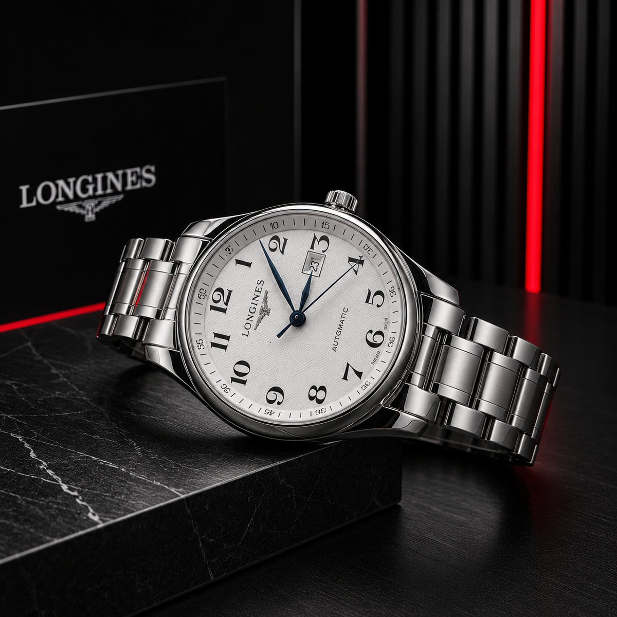 Longines Master Collection Automatic Men’s Watch – Luxury Stainless Steel Silver Dial