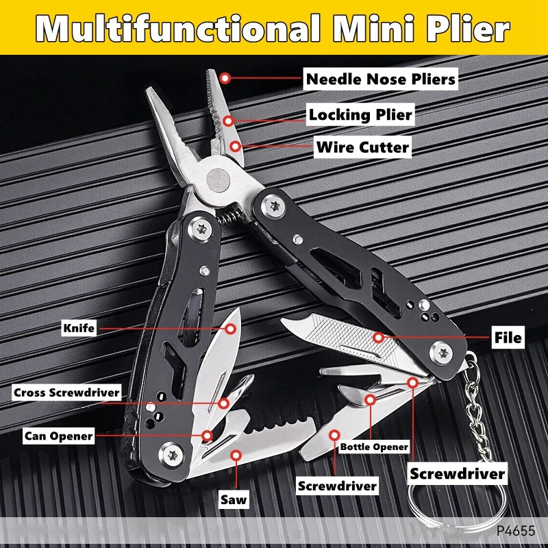 Pocket Mini Pliers Knife Screwdriver Folding Small Multitool Opener Nail File Precision Pliers Hand Tools Outdoor Emergency Tool