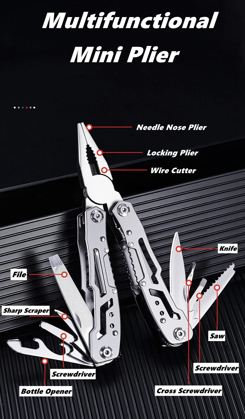 Pocket Mini Pliers Knife Screwdriver Folding Small Multitool Opener Nail File Precision Pliers Hand Tools Outdoor Emergency Tool