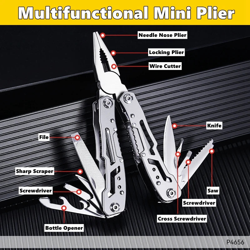 Pocket Mini Pliers Knife Screwdriver Folding Small Multitool Opener Nail File Precision Pliers Hand Tools Outdoor Emergency Tool