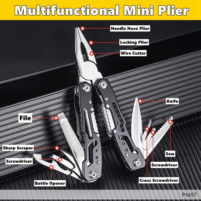 Pocket Mini Pliers Knife Screwdriver Folding Small Multitool Opener Nail File Precision Pliers Hand Tools Outdoor Emergency Tool